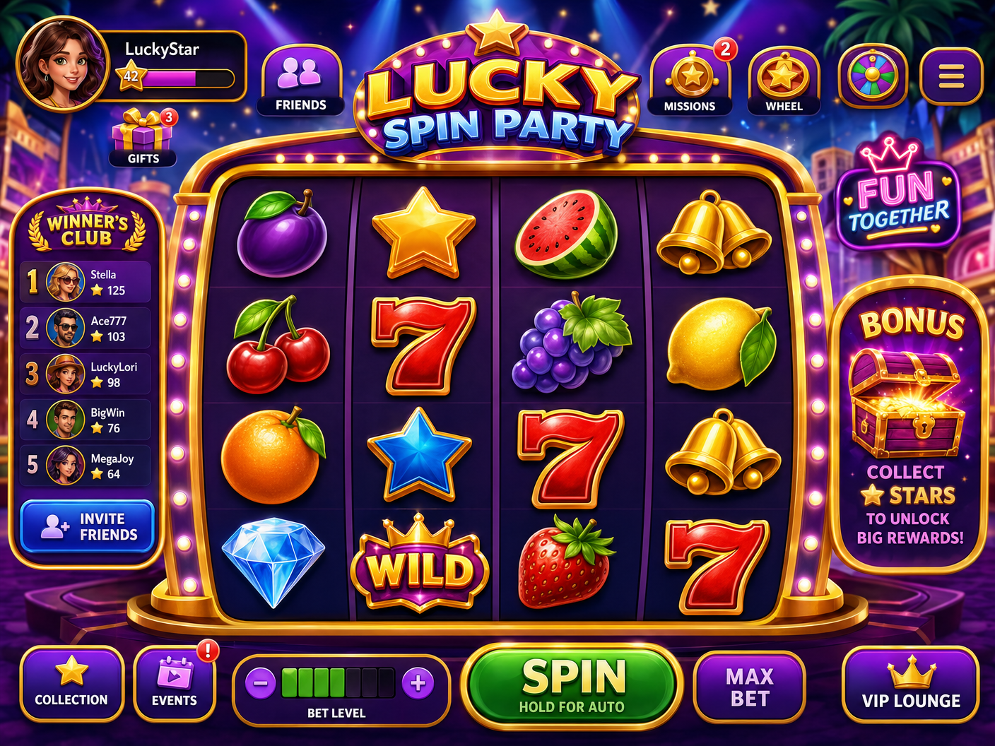 Social Slot Machine Game